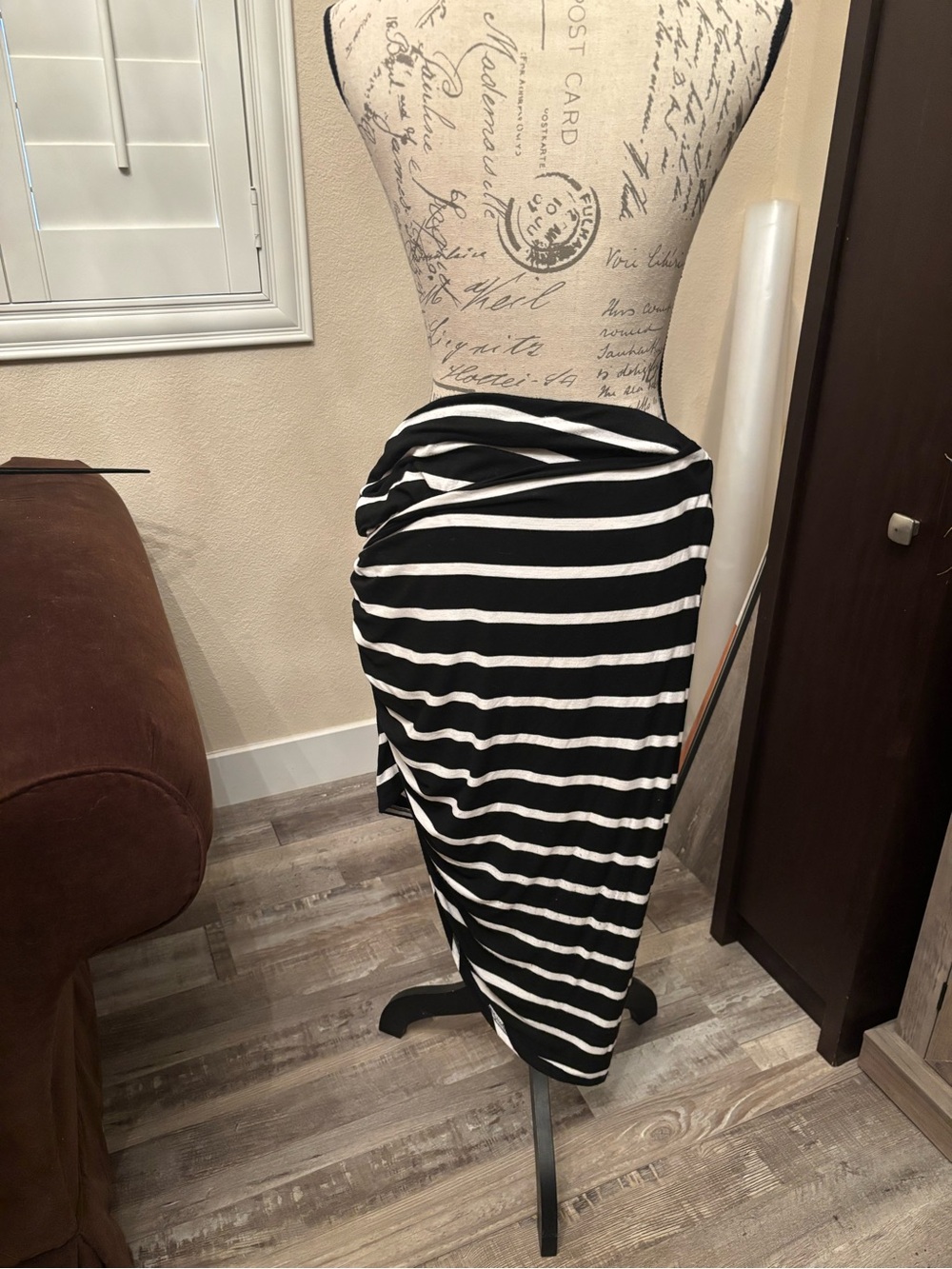 Charlotte Russe Black and White Striped Swim Coverup Sarong